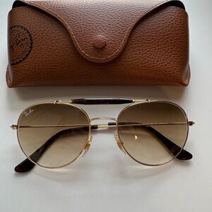 Ray-Ban Gold Frame Sunglasses with Brown Gradient Lenses